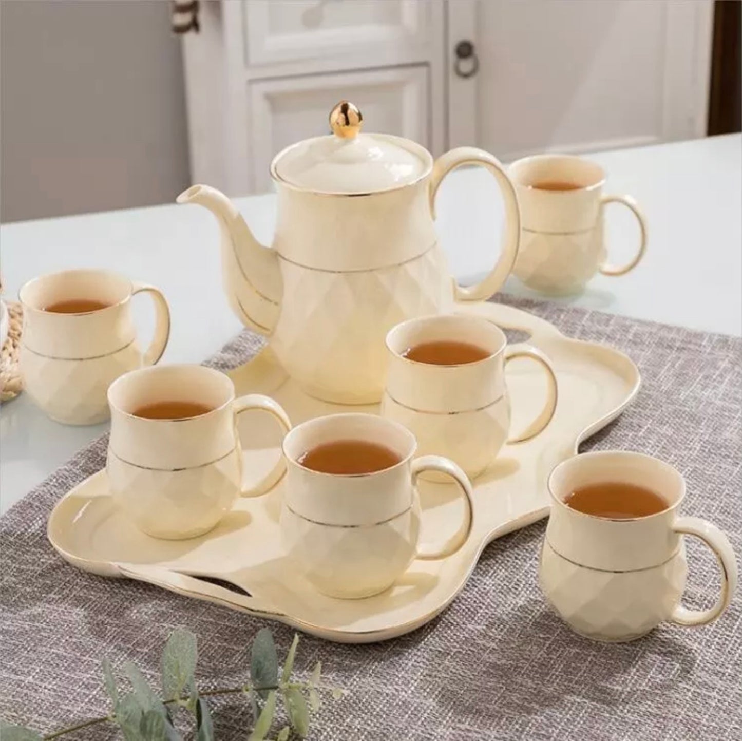 Hand-painted Gold Ceramics Tea Pot Set