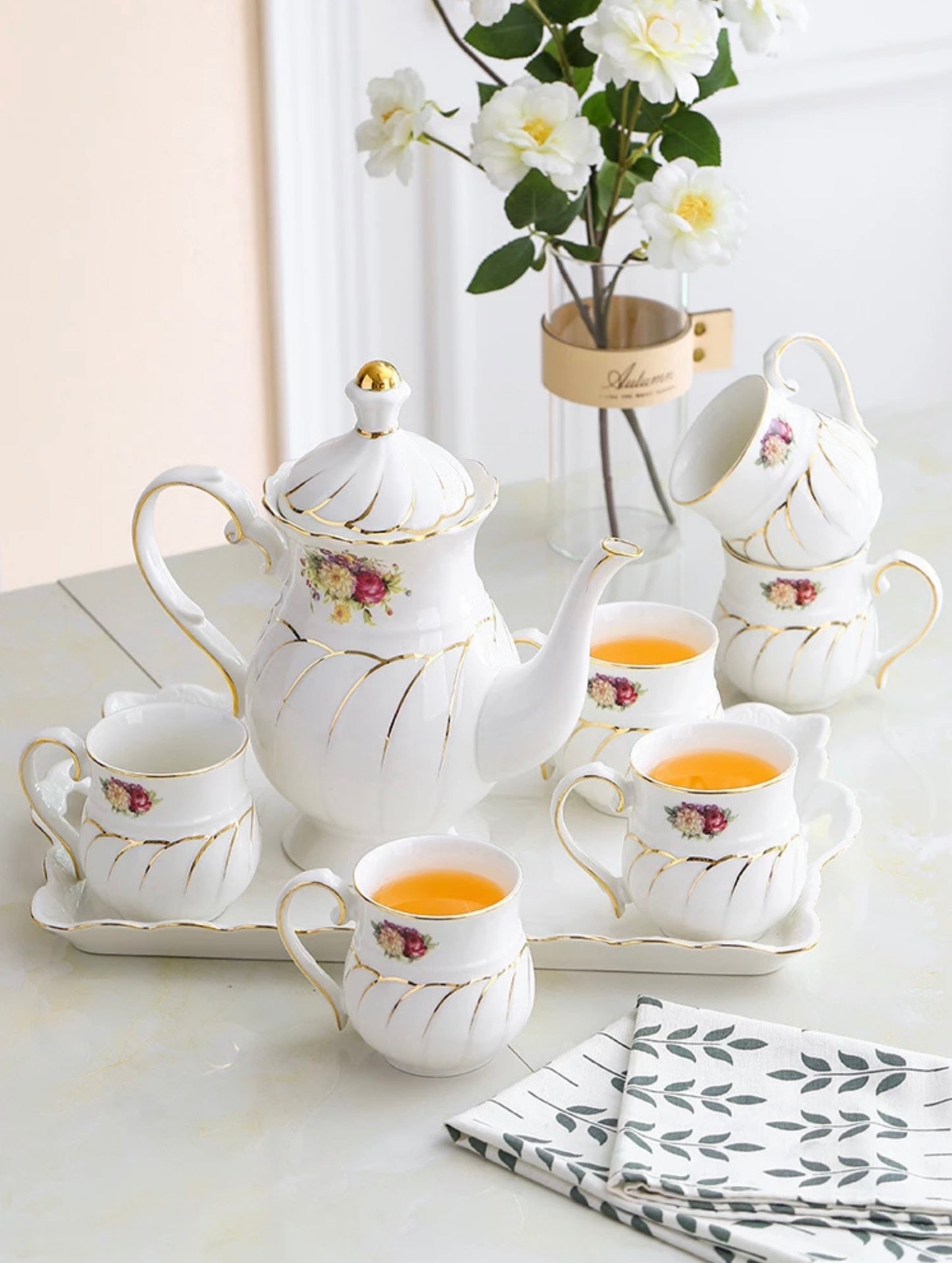 Flower Ceramic Tea Pot Set