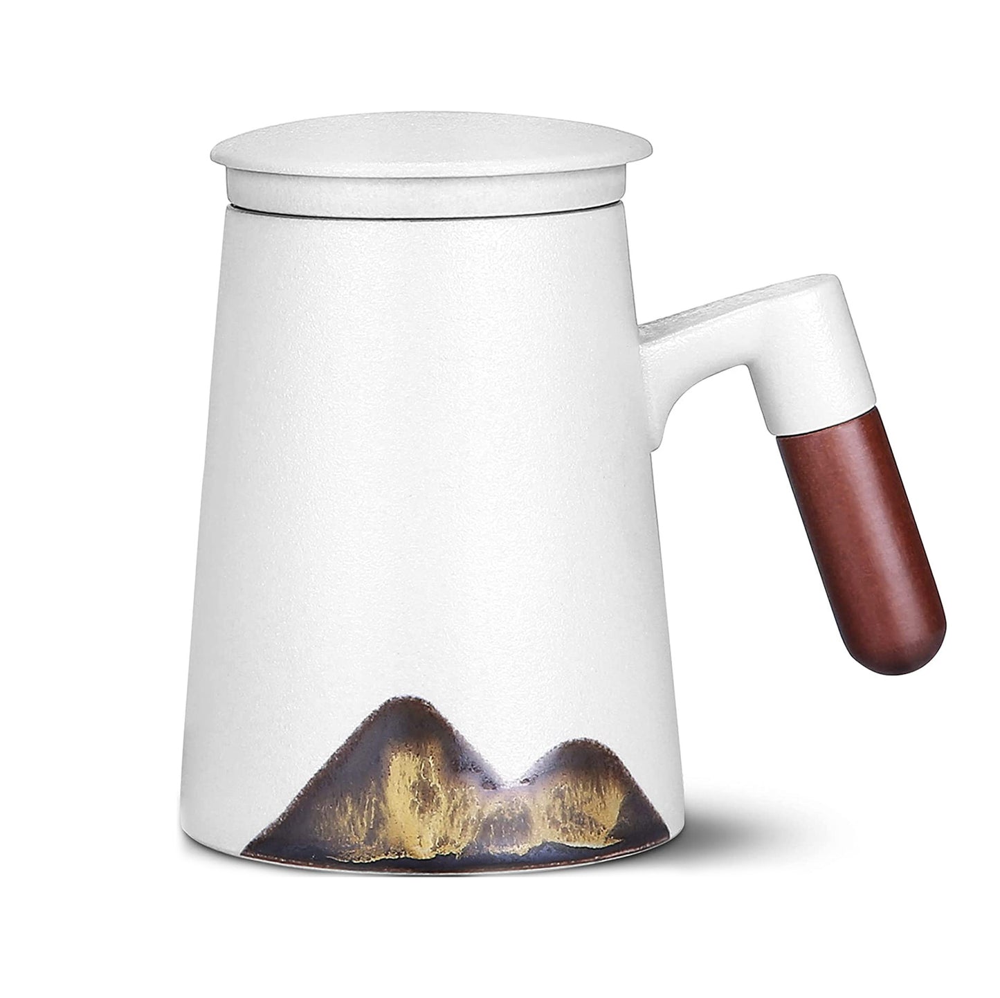 Ceramic Tea Mug with Infuser & Lid – Gray 14oz