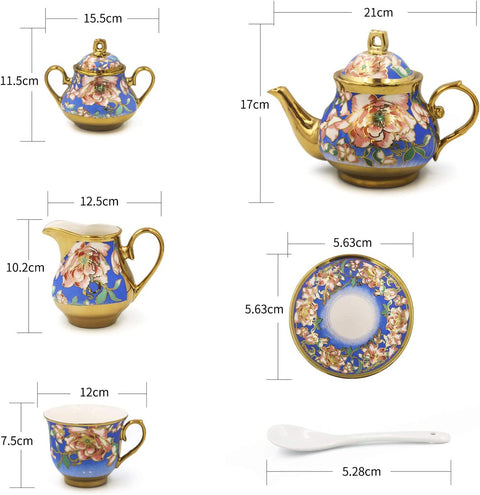 European White Floral Bone China Tea Set