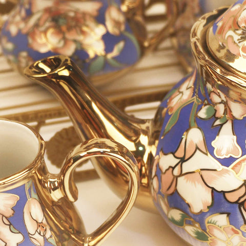 European White Floral Bone China Tea Set