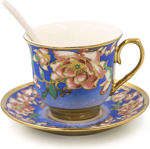 European White Floral Bone China Tea Set
