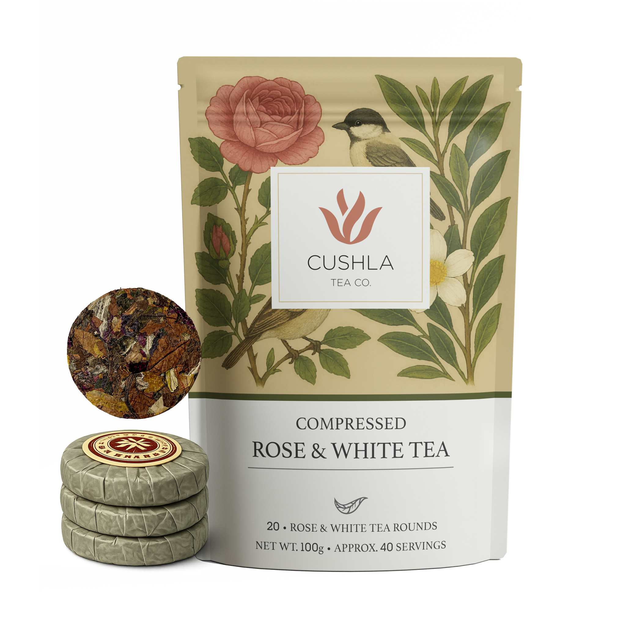 Rose & White Tea Coins – Cushla Tea
