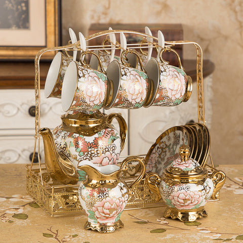 European Floral Bone China Tea Set