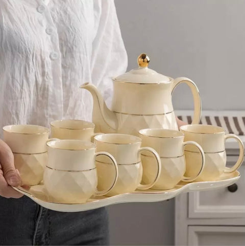 Hand-painted Gold Ceramics Tea Pot Set
