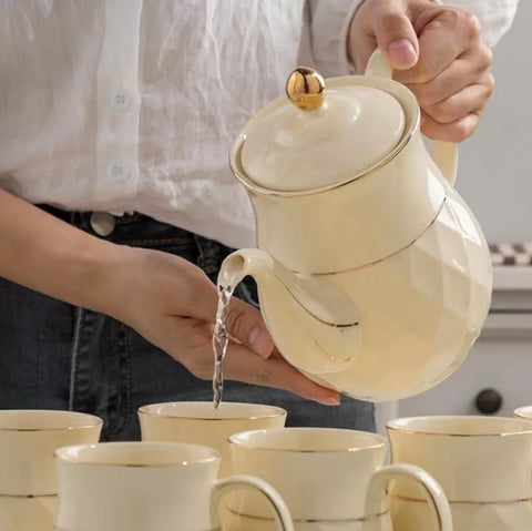 Hand-painted Gold Ceramics Tea Pot Set