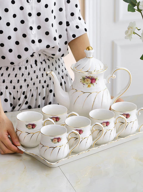 Flower Ceramic Tea Pot Set